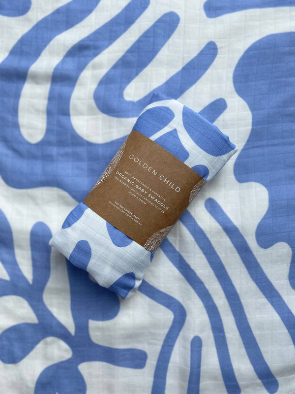‘Golden Child’ The Holiday Organic Muslin Baby Swaddle -  Blue Lagoon