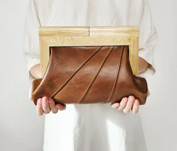 ‘Moy Tasmanian’ Timber & Leather Clutch