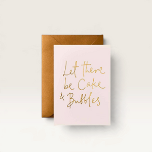 Let There Be Cake & Bubbles Greeting Card Luxury Foil