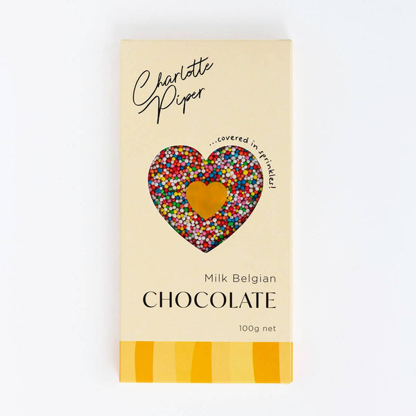 'Charlotte Piper' 100g Milk Belgian Chocolate Bar with Sprinkles