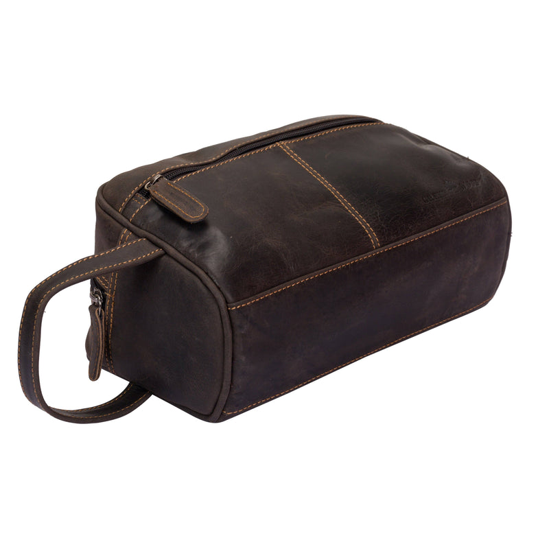 ‘Greenwood Leather’ Geelong Toiletry Bag - Brown