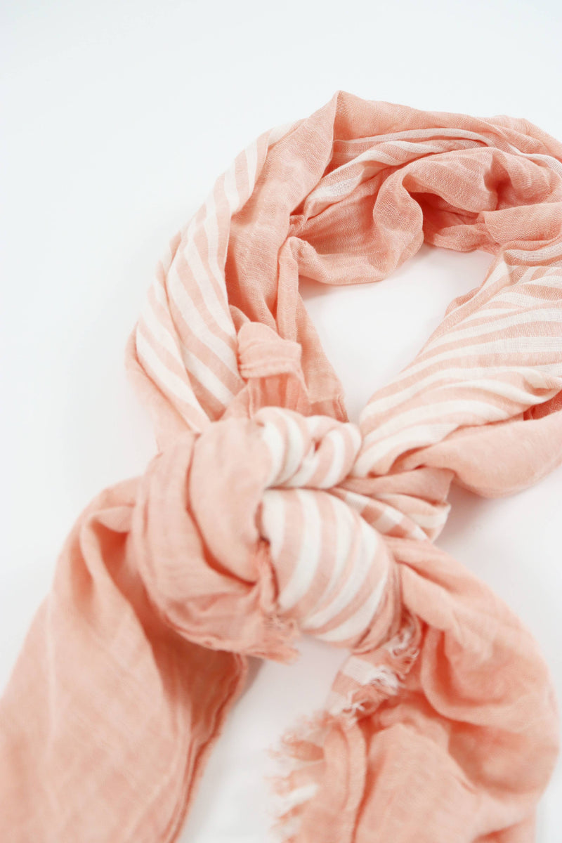 Pink Stripe Cotton Sarong Scarf