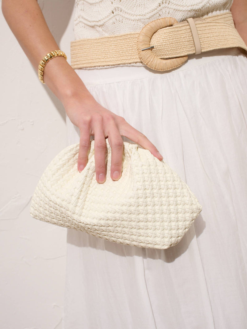 Venetia Woven Clutch - Off White
