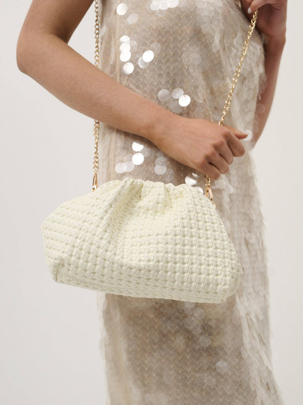 Venetia Woven Clutch - Off White