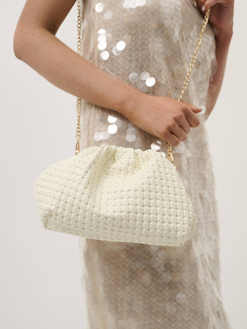 Venetia Woven Clutch - Off White