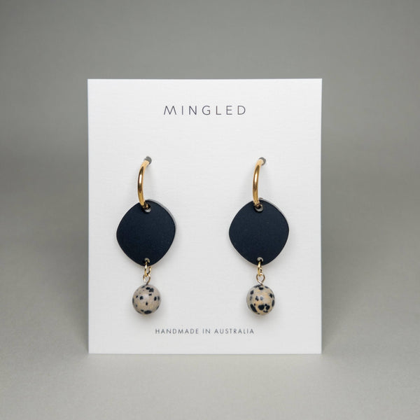 Haven Huggie Dangle Earrings - Black