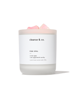 Pink Opal Intention Crystal Candle - supported & worthy