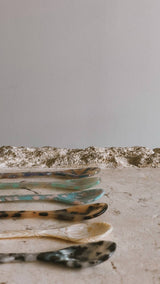 Saltist colourful acrylic spoons in assorted marbled patterns, perfect for desserts and grazing boards.
