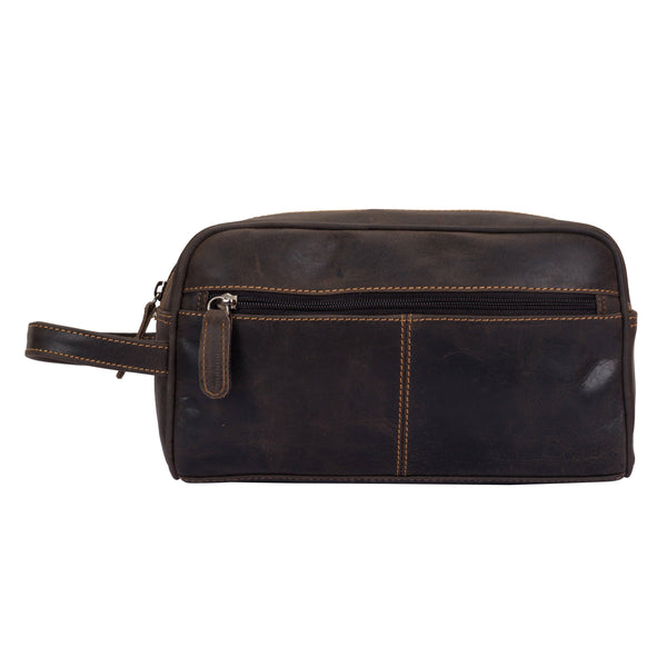 ‘Greenwood Leather’ Geelong Toiletry Bag - Brown