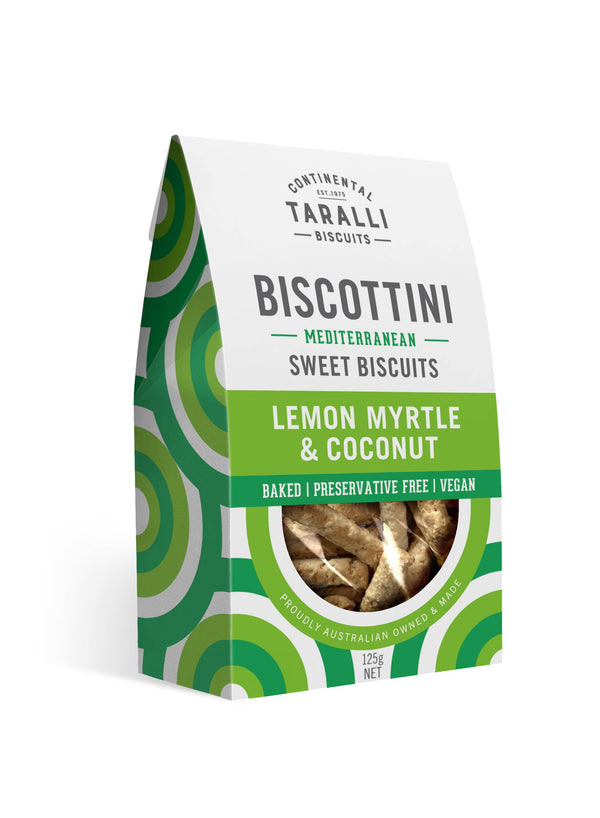 Biscottini - Lemon Myrtle & Coconut Crackers - Vegan (125g)