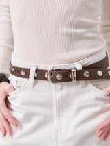 Linda Studded Western Belt in Brown