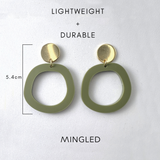 Mingled Charlie Olive Green and Gold Dangle Earrings
