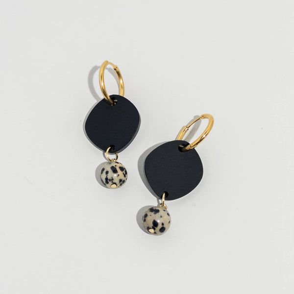 Haven Huggie Dangle Earrings - Black