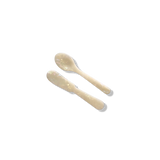 Saltist Crema acrylic spoon and butter knife set in a pearlescent cream finish, perfect for grazing boards.