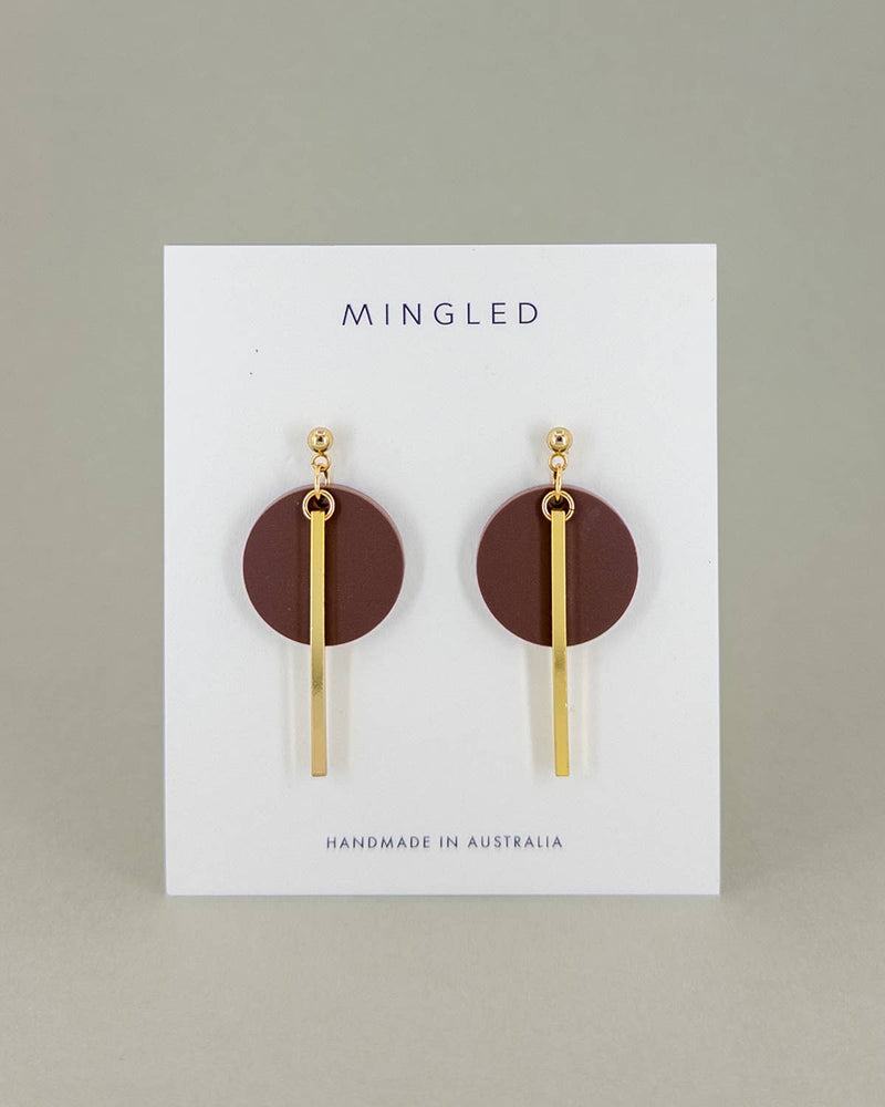 KYRA | Nutmeg Brown and Gold Dangle Earrings