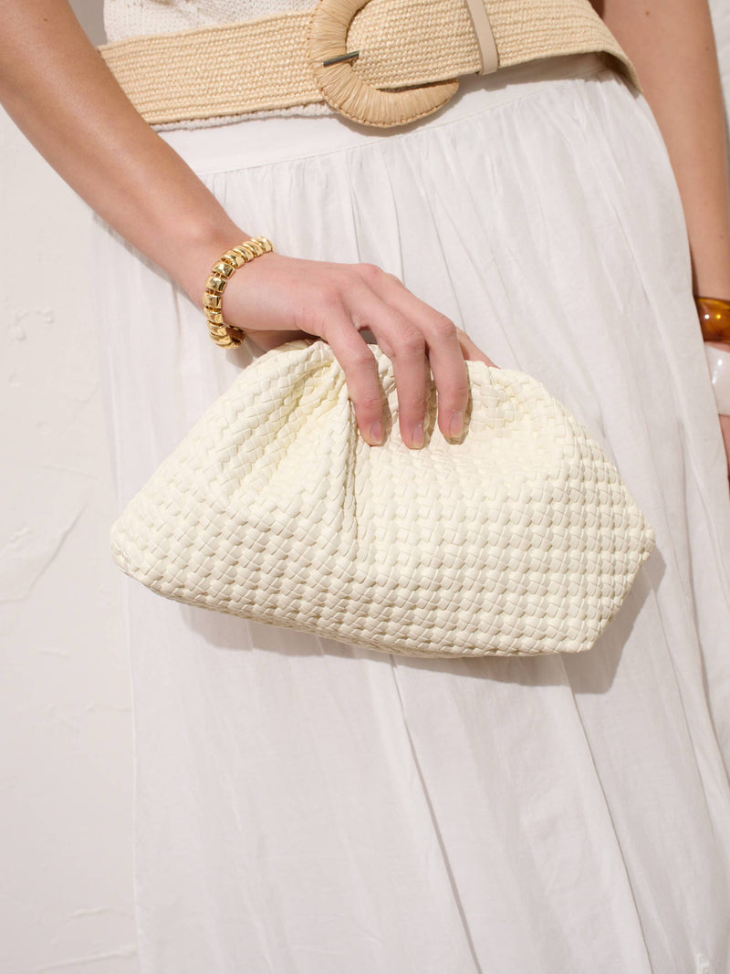 Venetia Woven Clutch - Off White