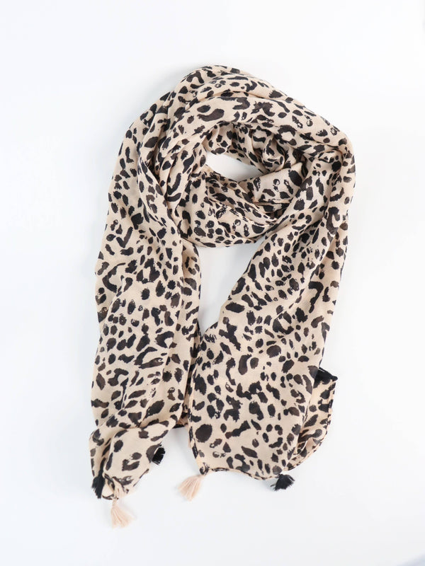 Cattura Leoard Tassel Lightweight Scarf