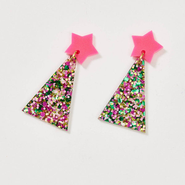 Christmas Tree Earrings - Hot / Emerald Berry Sparkle