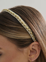 Elaine Stud Skinny Headband in White