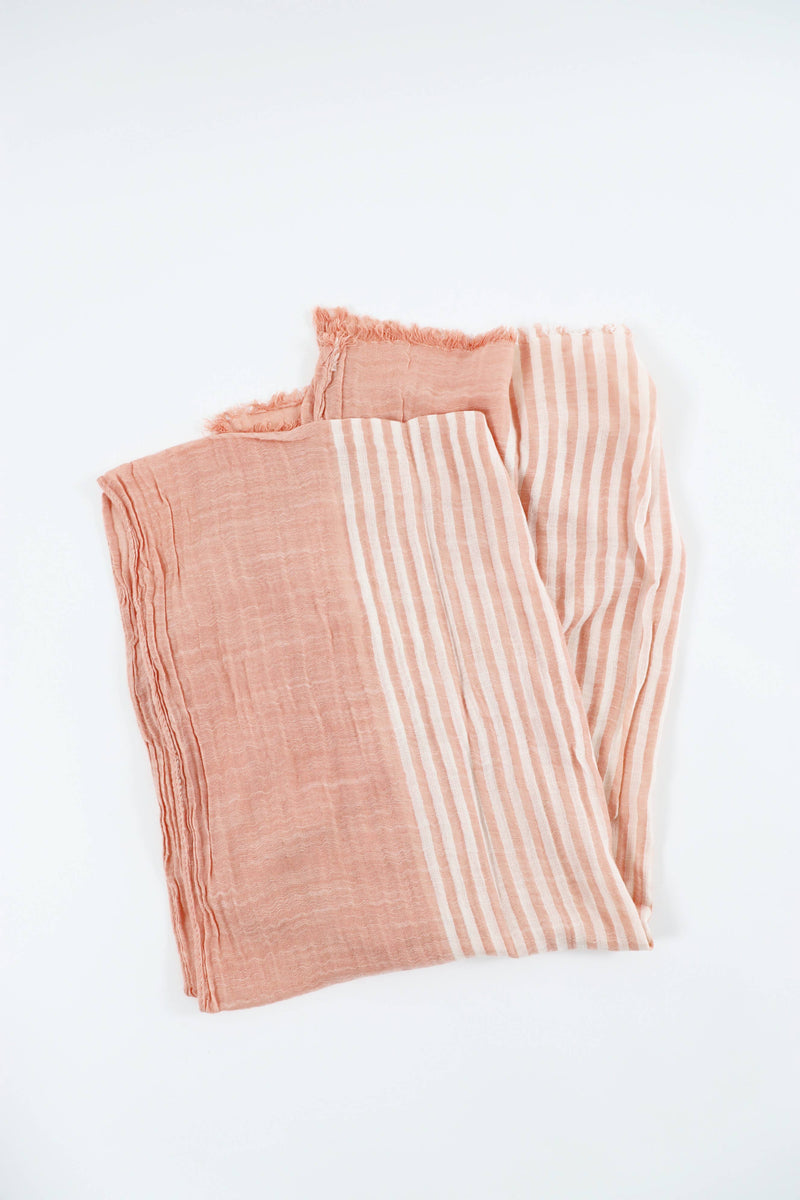 Pink Stripe Cotton Sarong Scarf