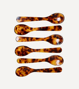 Saltist acrylic spoons in a brown tortoiseshell pattern, perfect for desserts and grazing boards.