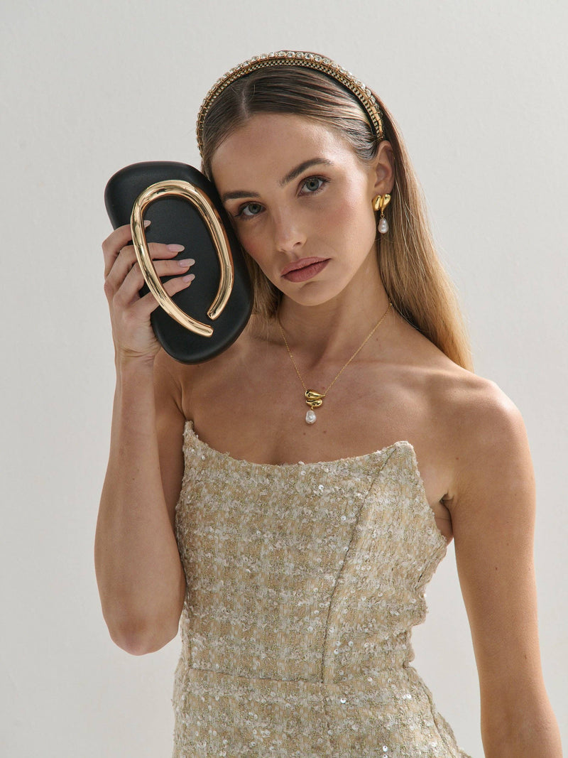 Celina Statement Clutch Bag in Black