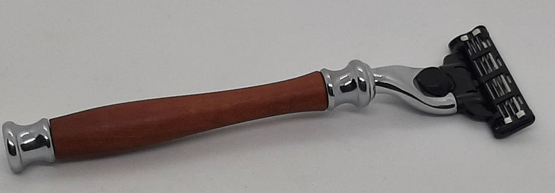 'Lyons Woodturning' Timber Handled Razor - Gold and Redgum