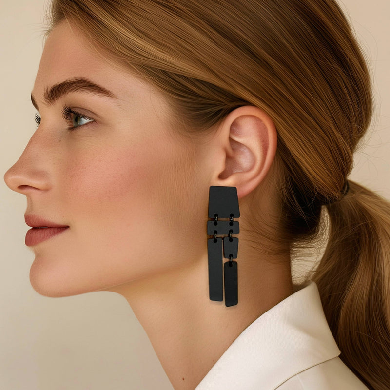 PILA | Large Statement Earrings - Matte Black