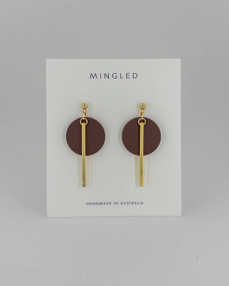 KYRA | Nutmeg Brown and Gold Dangle Earrings