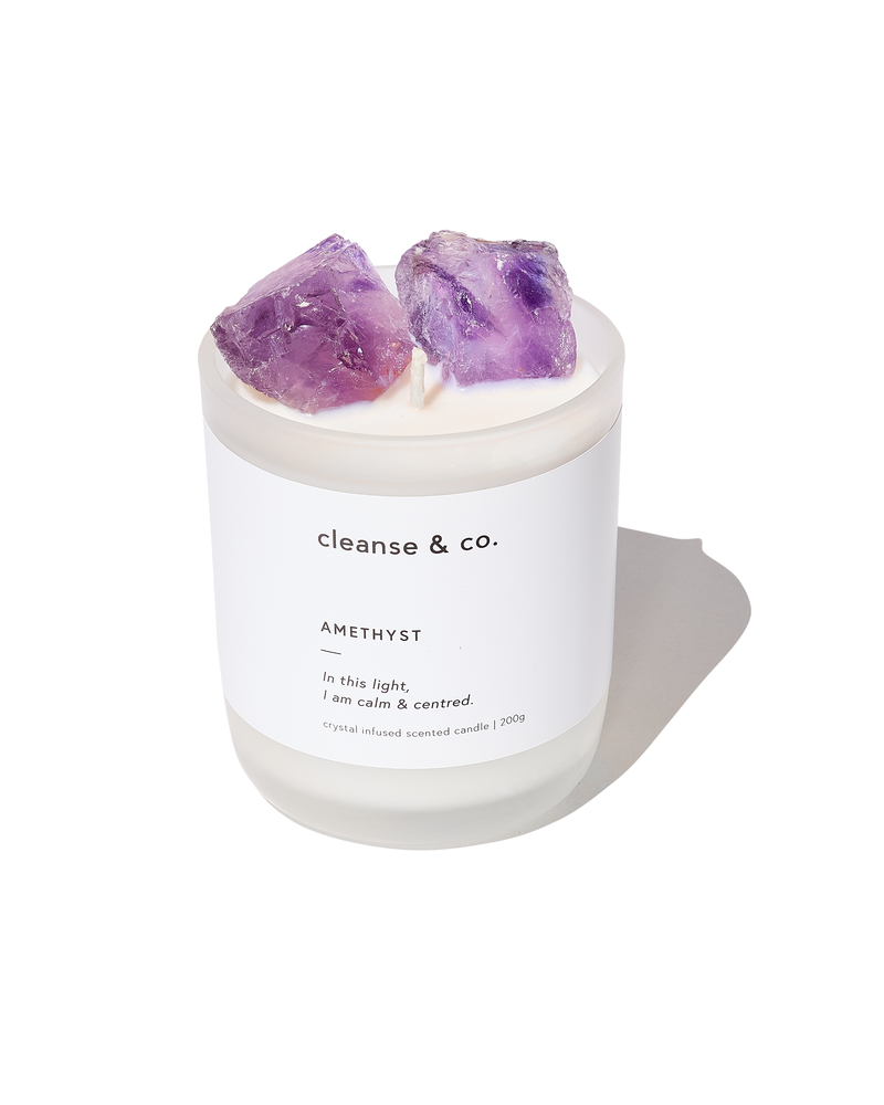 Amethyst Intention Crystal Candle - calm & centred