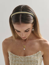 Elaine Stud Skinny Headband in White