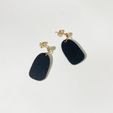 ‘Mingled’ Clio Minimalist Earrings - Black and Gold