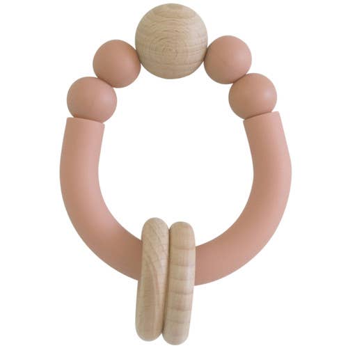‘Alimrose’Remy Beechwood Silicone Teether - Terracotta