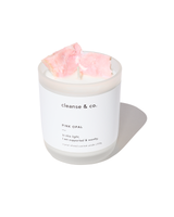 Pink Opal Intention Crystal Candle - supported & worthy