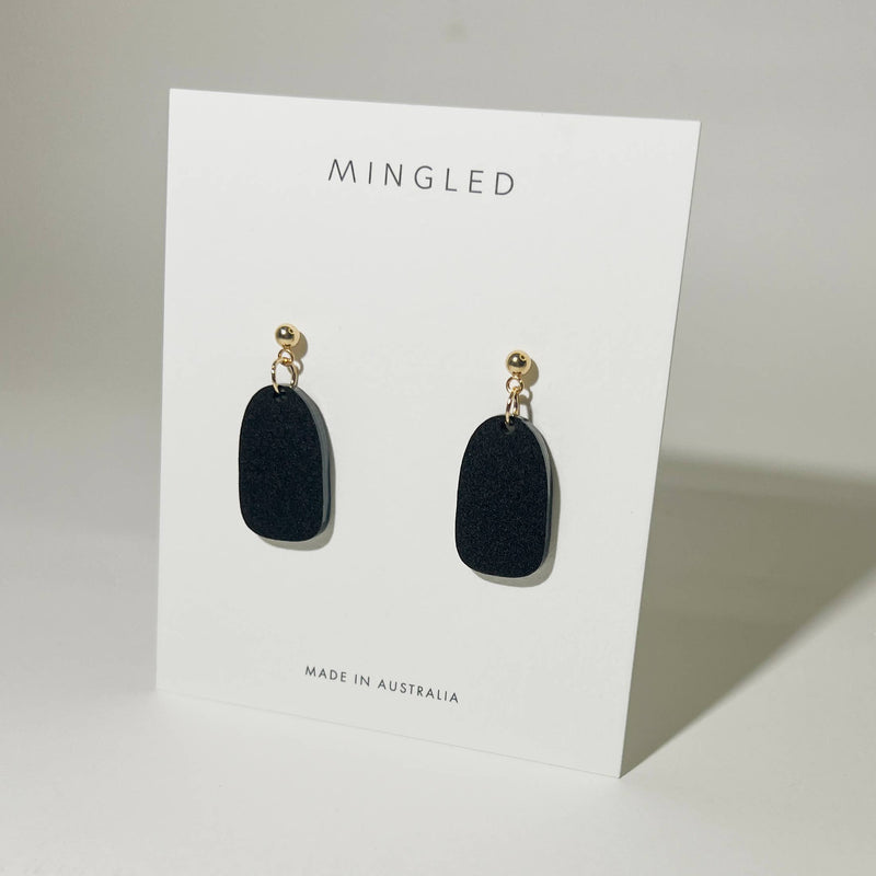 ‘Mingled’ Clio Minimalist Earrings - Black and Gold