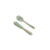 Saltist acrylic spoon and butter knife set in a marbled mint green finish, perfect for grazing boards and entertaining.