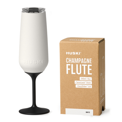 'Huski' Champagne Flute - Assorted Colours – White