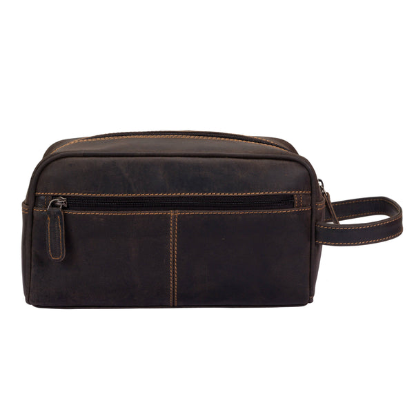 ‘Greenwood Leather’ Geelong Toiletry Bag - Brown