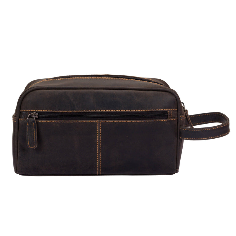 ‘Greenwood Leather’ Geelong Toiletry Bag - Brown