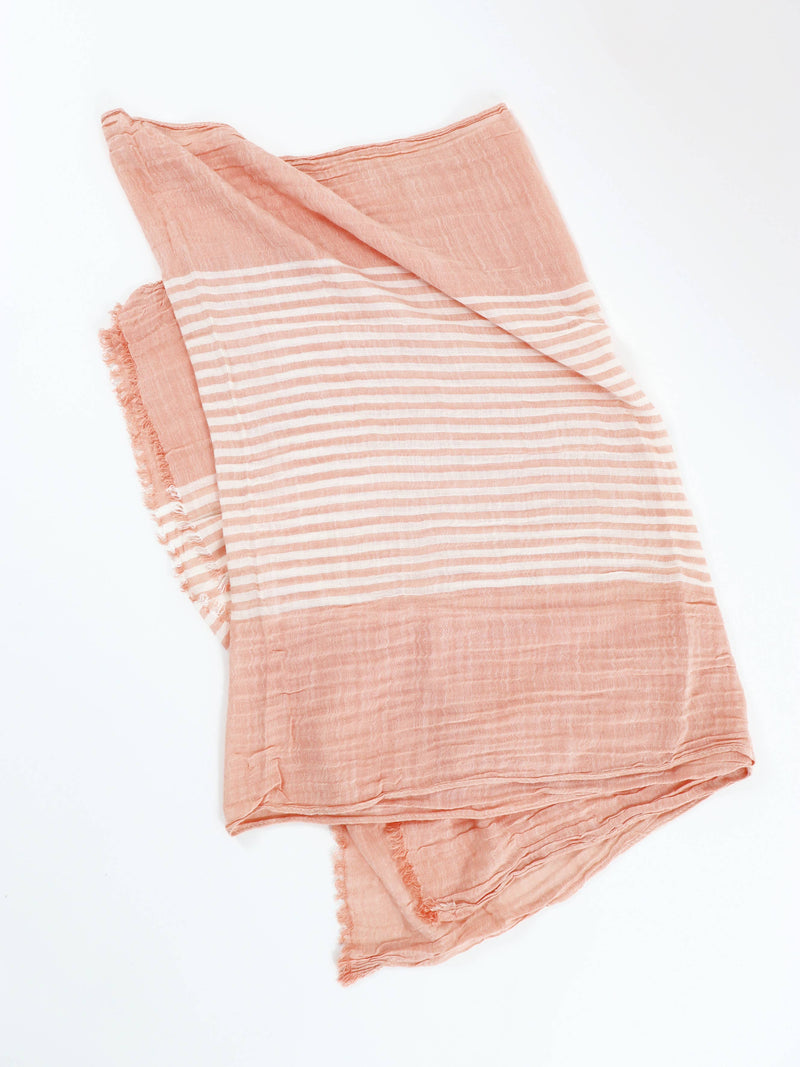 Pink Stripe Cotton Sarong Scarf