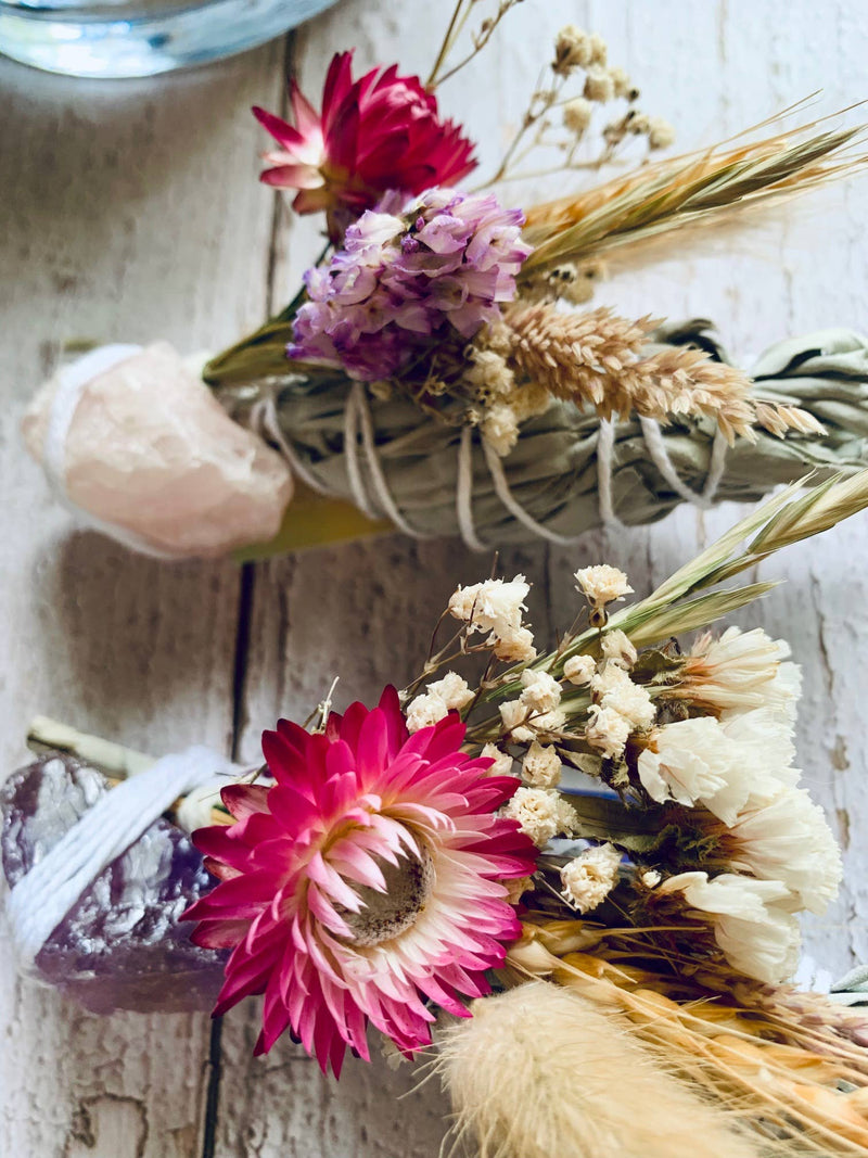 Australian Grown Sage Floral Smudge Stick - Summer edition