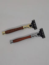 'Lyons Woodturning' Timber Handled Razor - Gold and Redgum