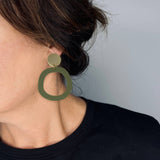 Mingled Charlie Olive Green and Gold Dangle Earrings