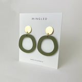 Mingled Charlie Olive Green and Gold Dangle Earrings