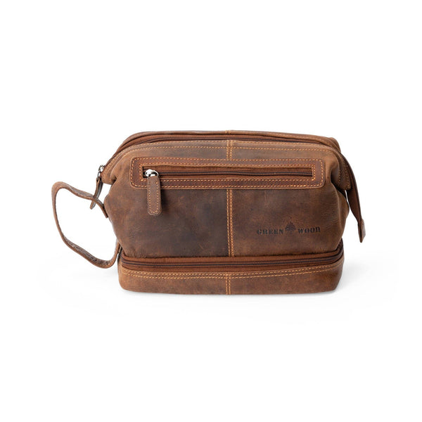 ‘Greenwood Leather’ Leather Toiletry Bag Napier - Sandel