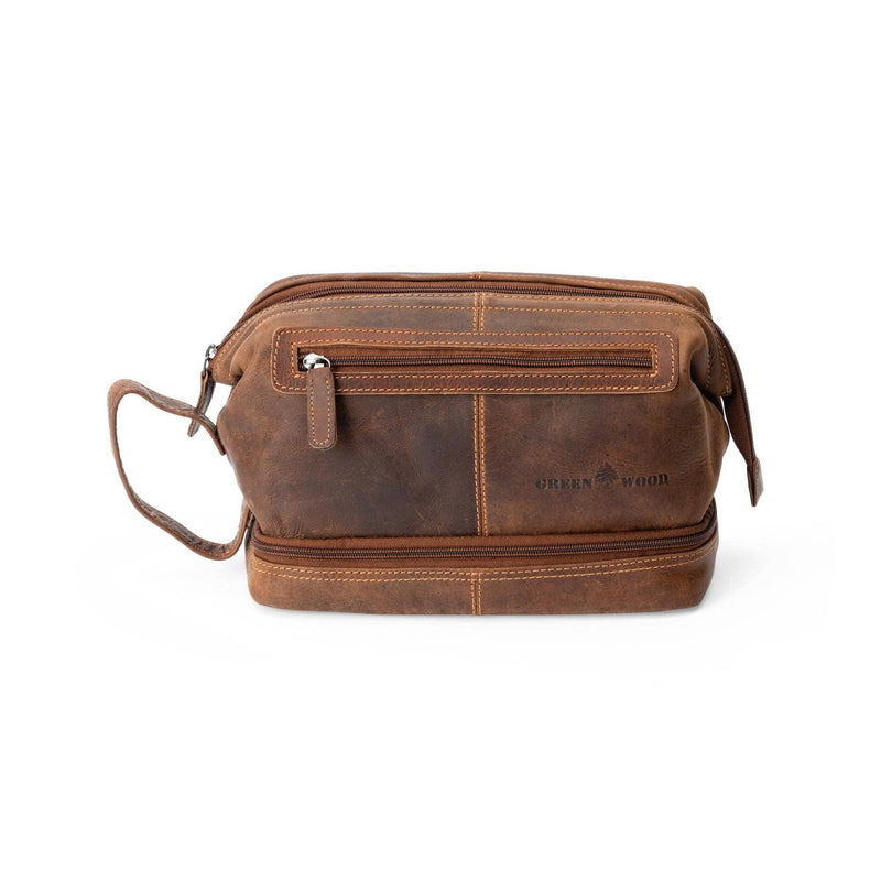‘Greenwood Leather’ Leather Toiletry Bag Napier - Sandel