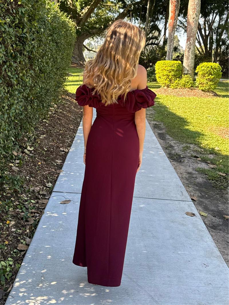 Noah Ruffle Off Shoulder Maxi Dress
