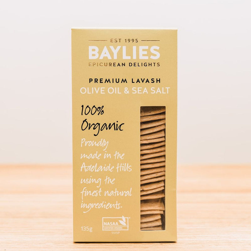 'Baylies Epicurean Delights' Organic Mini Lavash Olive Oil and Sea Salt 110g