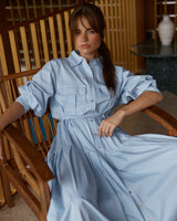 Christa Stripe Shirt Dress - Blue Choc Stripe