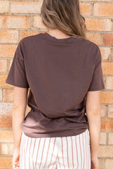 Jen Tee in chocolate brown, comfortable cotton blend casual top for versatile everyday style